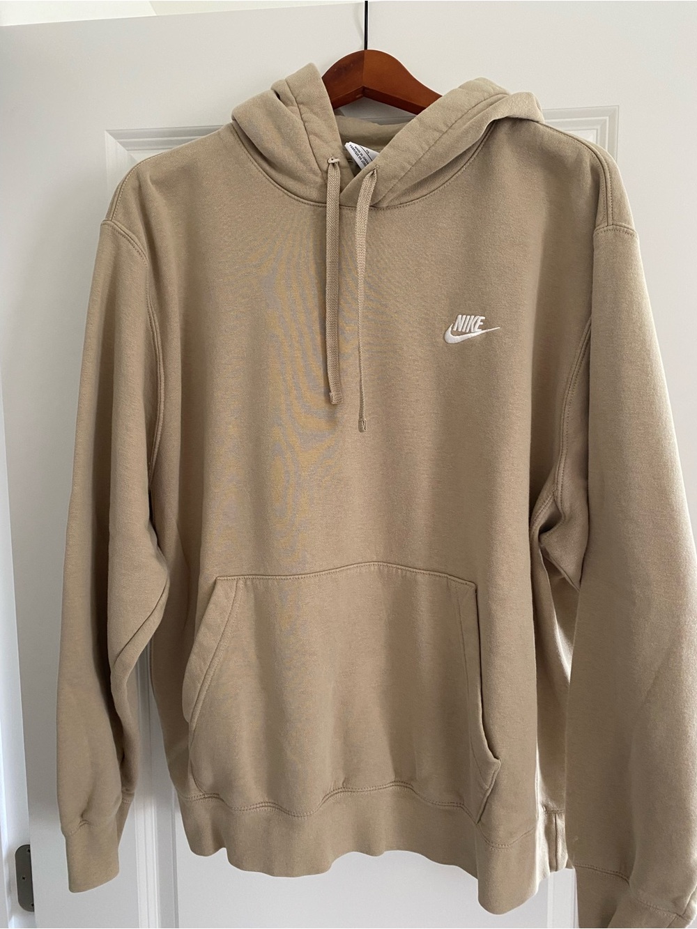 Nike Men’s Hoodie in Beige with White Logo